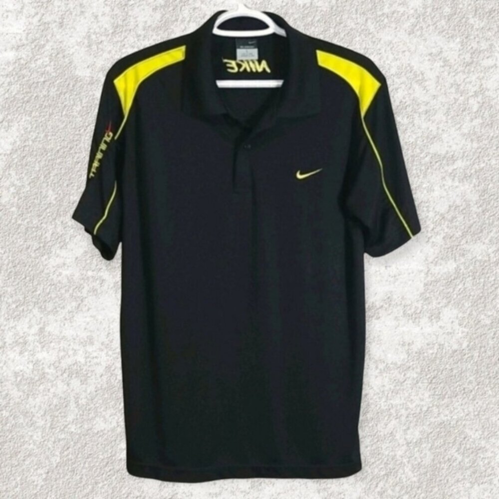 Nike Men's Polo Top Size L Sphere Dry Taining Golf Sports Swish Spell Out